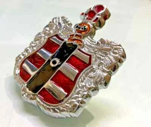 Dodge Coronet Shield Emblem Hood Crest Badge Brass Chrome Red Black Yellow - Picture 1 of 5