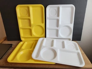 Silite Trays Lunch cafeteria USA MADE 614 Compartment Set of 4 Yellow White - Picture 1 of 13