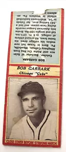 VTG Chicago Cubs Baseball Team - Bob Garbark Catcher-Match book Cover-Empty - Picture 1 of 3