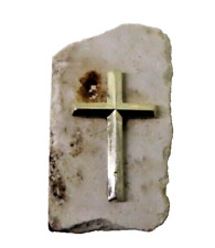 Silver 925 old rugged cross on a stone from Jerusalem