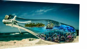 MagicCanvasArt Leinwand Flaschenpost Bilder Wandbilder - Hochwertiger Kunstdruck - Bild 1 von 9