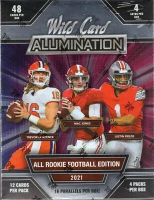 2021 WILD CARD ALUMINATION FOOTBALL HOBBY BOX SEALED 4 AUTOS - Image 1 of 2