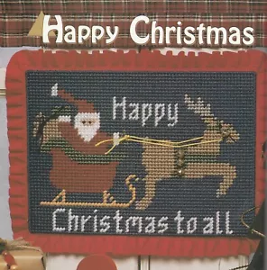 Colgante de pared de Papá Noel "Feliz Navidad a todos" - patrón de lona de plástico SOLO - Imagen 1 de 2