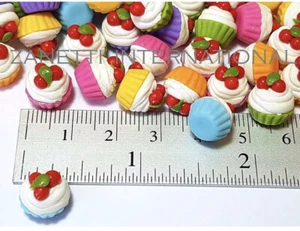Barbi Dollhouse Miniature Food Mini Cupcakes Cherry Fruit Pie Rainbow Lot 👻🧲 6 - Picture 1 of 12