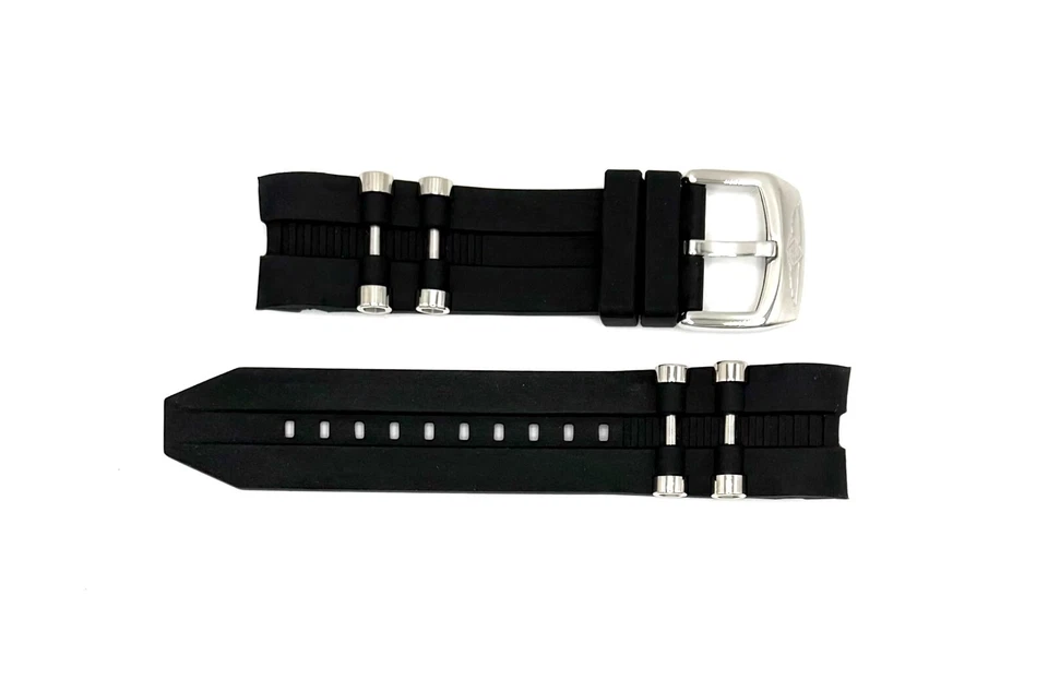 Auténtica correa de reloj Invicta Bolt 31235 negra con inserciones de silicona/plata de 26 mm Foto 1 de 3