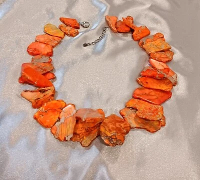  LUC 925 Vintage Plata Esterlina Naranja y Plata Losa - Collar Declaración  Foto 1 de 3