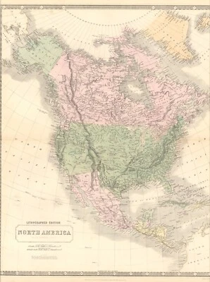 1845 North America map by A.K. Johnston 25.8" x 21.2" Antique Republic of Texas - Image 1 of 4