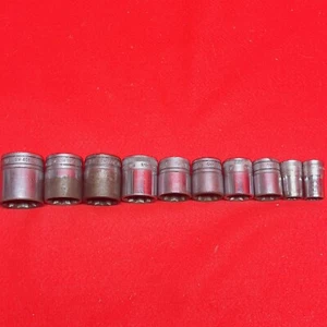 Vintage Snap-On Sockets 1/2" Drive 10 Pc 12pt SW Series 9/16" to 1-1/4" 1949-56 - Picture 1 of 10