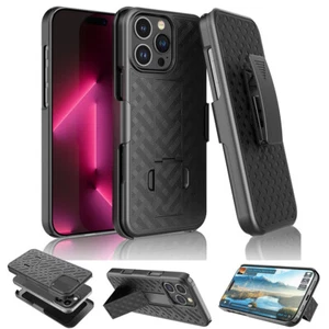 For iPhone 16 Pro Max 16 Plus 16 Pro 15/15Pro Case Holster Belt Clip Cover Stand - Picture 1 of 7