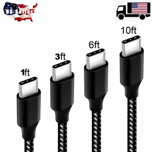 Braided USB C Type-C Fast Charging Data SYNC Charger Cable Cord 1/3/6/10FT LONG - Picture 1 of 10