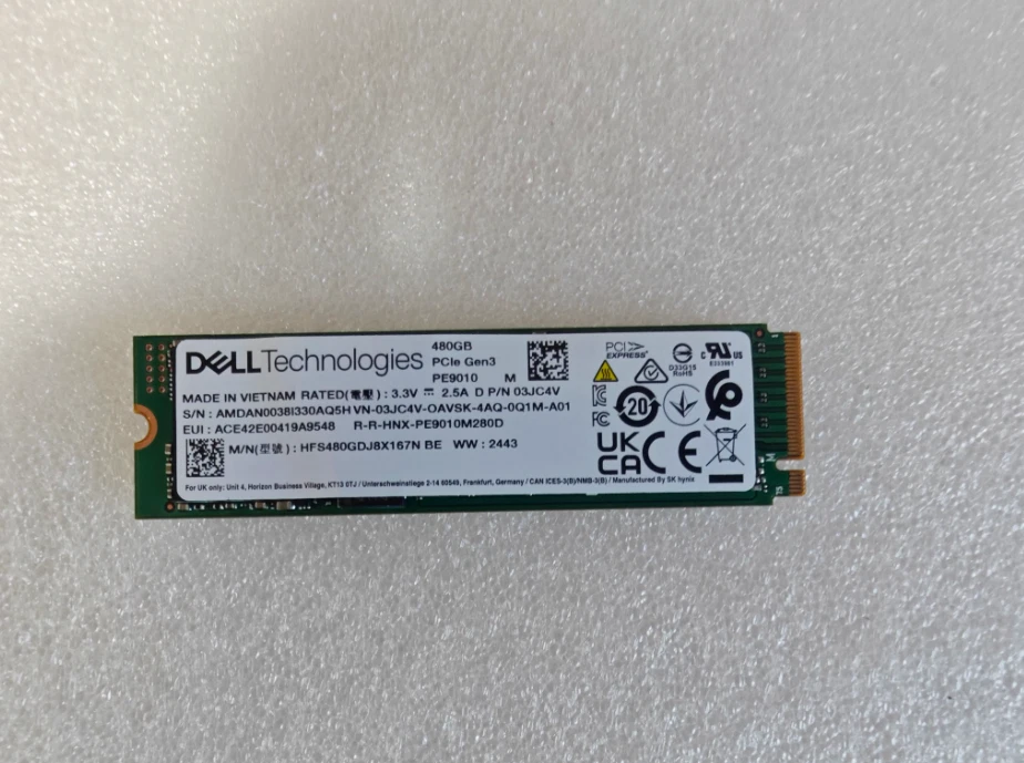 DELL 480G NVME M.2 GEN3 hard drive 3JC4V 08M01 03JC4V 008M01 - Image 1 of 1