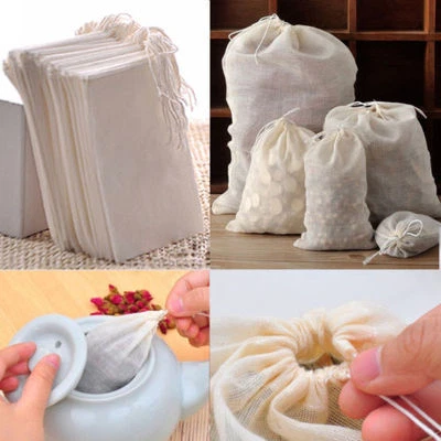 10/50/100Pc 8x10 New Cotton Muslin Drawstring Reusable Bags for Soap Herbs Tea - Image 1 of 4