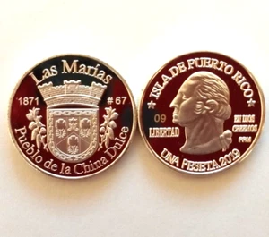 PESETA LAS MARIAS 2019 Serie Pueblos PUERTO RICO Plata Boricua Silver Quarter - Picture 1 of 13