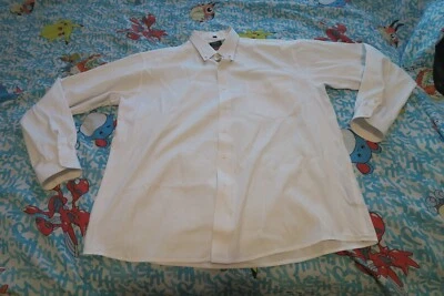 Gemma Gucci Logo Men's White Cotton Poly Button Down Dress Shirt Size XL Oxford - Image 1 of 4