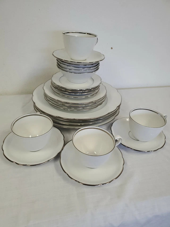 SELTMANN WEIDEN BAVIERA ALEMANIA INCA BLANCO PLATINO PLATOS CUENCOS TAZAS 24 PIEZAS Foto 1 de 4