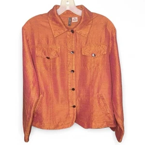 Anu by Natural Rohseide Hemd Damen XL orange bronze irisierend Knopfleiste schick - Bild 1 von 10