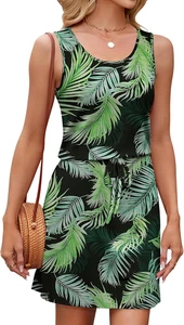 Stylsense Sommerkleid Damen Ärmellos Casual Minikleid Elegant Blumenkleid Rundha - Bild 1 von 12
