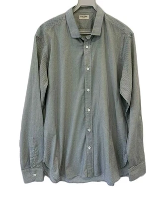 Camisa de vestir Saint Laurent Paris para hombre 40/15,75 negra blanca a lunares #C10 Foto 1 de 4