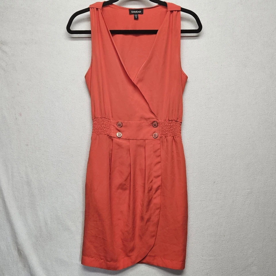 Vestido Bebe Para Mujer XS Sin Mangas Cuello en V Detalle de Botones Bolsillos Ajuste Acampanado Informal Foto 1 de 4