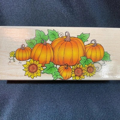 Parche de calabaza y girasol bodegón sello de goma otoño mesa ajuste Foto 1 de 4