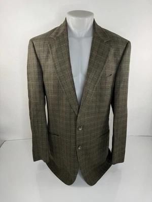 Xadrez masculino ERMENEGILDO ZEGNA - SEDA/LÃ ITÁLIA 50/EUA 42? Jaqueta - Imagem 1 de 4