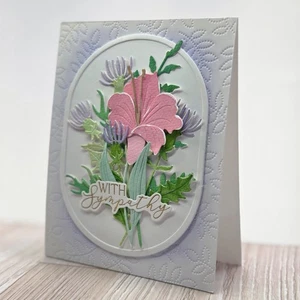Handmade Greeting Card ocbrandy with sympathy funeral flowers watercolor - Picture 1 of 2
