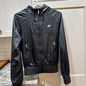 Chaqueta atlética con capucha cortavientos negra pequeña unisex vintage Nike para hombre - Imagen 1 de 20