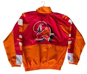 Vintage Buccaneers Jacket XL Reebok Orange Creamsicle Bucco Bruce Windbreaker - Picture 1 of 6
