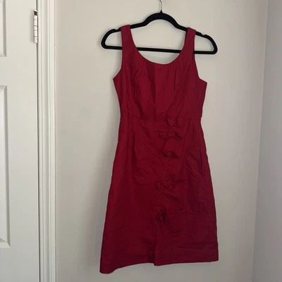 Moulinette Soeurs Anthropologie Dress Women's Red Embellished Bows Pocket Sz 4 - Image 1 of 4