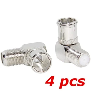 4 PACK F-Type Quick Connecter Right Angle 90 Degree M/F Coax TV Push-On Adapter - Picture 1 of 2