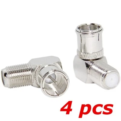 4 PACK F-Type Quick Connecter Right Angle 90 Degree M/F Coax TV Push-On Adapter - Image 1 of 2