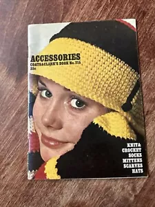 Coats & Clarks 1971 Crochet Knit Crochet Pattern Book #215 Socks Mittens Scarf - Picture 1 of 11