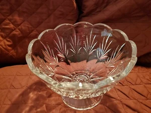 Wunderschöne große Vintage Glas Kristall Obstschale Fuß Kompott Herzstück, Glaswaren - Bild 1 von 12