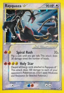 POKEMON EX DEOXYS GOLD STAR HOLO RAYQUAZA #107 CARD 2005 Magnete @ 3"x5" - Foto 1 di 3