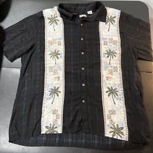 Batik Bay Mens XXL Hawaiian Short Sleeve Button Up Palm Tree Strip Shirt - Picture 1 of 4