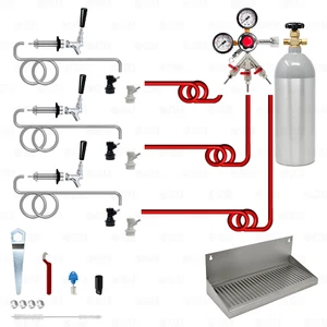 Kit de conversión de barril de bloqueo de bola de cerveza casera de 3 grifos Kegerator o Keezer + tanque de CO2 - Imagen 1 de 12
