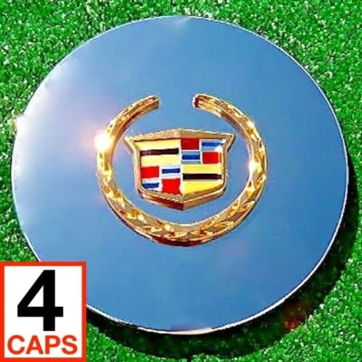 Juego de 4 tapas centrales doradas DTS Deville Eldorado con logotipo de Cadillac de fábrica OEM nuevas Foto 1 de 4