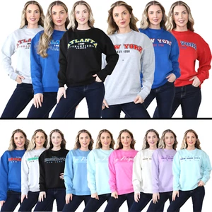Womens Sweatshirt Long Sleeve Plain Tops Ladies Casual Warm Winter Pullover - Picture 1 of 37