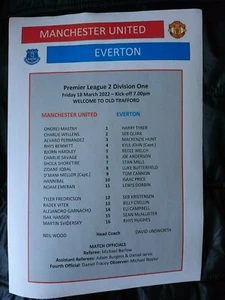 2021/22 Manchester United v Everton x 10 Reserves / U23 18/3 - Picture 1 of 2