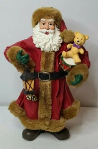 10" CRACKER BARREL STOFF MACHE WEIHNACHTSMANN FIGUR ÜBERPRÜFT SEINE LISTE MIT BOX 1997 - Bild 1 von 5