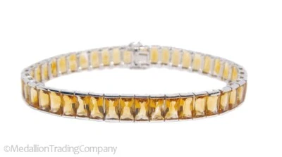 LOTE de brazalete tenis citrino piedra nacimiento noviembre 26 quilates oro blanco 14k 18 gramos Foto 1 de 4