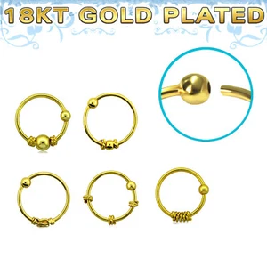 Nasenring vergoldet Gelbgold 8 x 0,8 mm Muster zur Auswahl Nasenpiercing Ring - Bild 1 von 6
