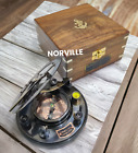 Messing-Sonnenuhr-Kompass mit Holzbox, Vintage-Maritime-nautischer...