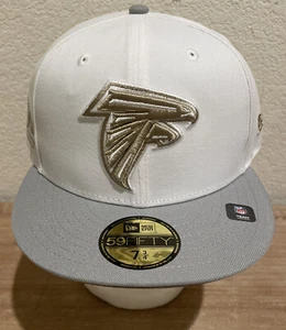 New Era 59Fifty Men's Cap NFL Atlanta Falcons White Gray Sz 7 3/4 50 Seasons NWT - Picture 1 of 9