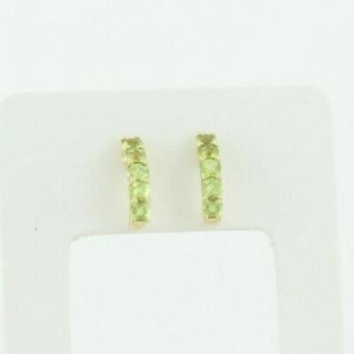1.00 Ct Peridot Hoop Earrings 10k Solid Yellow Gold - Image 1 of 4