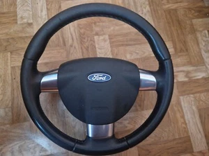 Ford Focus Mk2 3-Speichen Lederlenkrad + Airbag 2004-2011 Top Zustand - Bild 1 von 6
