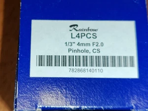 Rainbow CCTV L4PCS 1/3" 4mm f2.0 PINHOLE cs MADE IN JAPAN 782868140110 - Picture 1 of 1