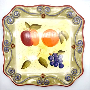 Set 4 Tavoli Illimitati Medici Dipinti A Mano Quadrati 11" Piastre Frutta Colorata - Foto 1 di 8