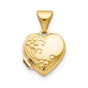 Real 14kt Yellow Gold Floral Heart Locket - Picture 1 of 6