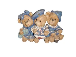 SCHÖN ~ 3 TEDDY MARINEBLAU BÄR DESIGN KUNSTHARZ FIGUR ~ ~ SCHÖN!!!! - Bild 1 von 5